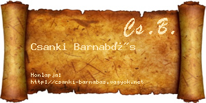 Csanki Barnabás névjegykártya